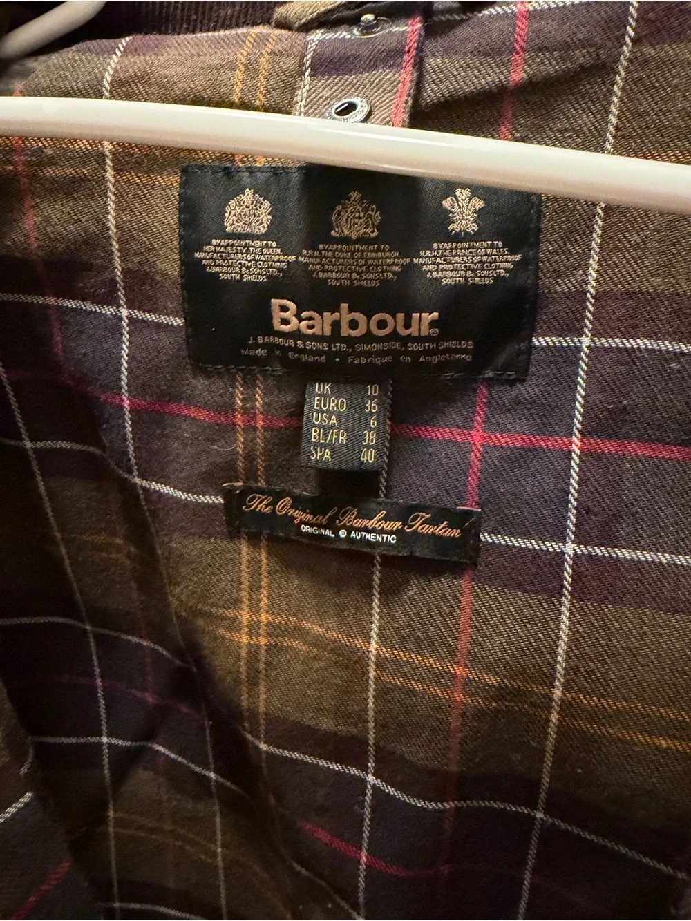 Barbour Olive Green Waxed Field Jacket with Dark Corduroy Collar - Picture 3 of 5